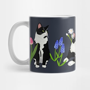 Tuxedo cat floral Mug